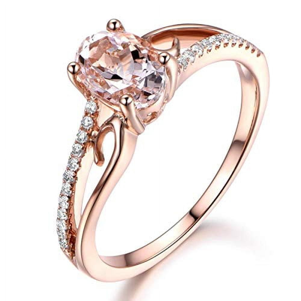 JeenMata On Sale 1.75 Carat Oval cut created morganite and Moissanite Engagement Ring in 18k Gold Over Sterling Silver