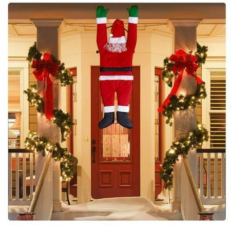 Elegant Choise 3.6ft Santa Claus Hanging Climbing Christmas Decoration from Roof Door Gutter Indoor Outdoor Ornament, Red