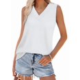 thumbnail image 3 of Women Summer V Neck Tank Tops White M, 3 of 8