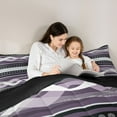 thumbnail image 5 of Feelyou Modern Boho Lines Bedding Comforter Set for Men, Purple Cycle Abstract Twin Comforter Sets, Fashion Stripes Art Reversible Bedding Set, Ultra Soft Bedroom Decor, 2-Piece, 5 of 8