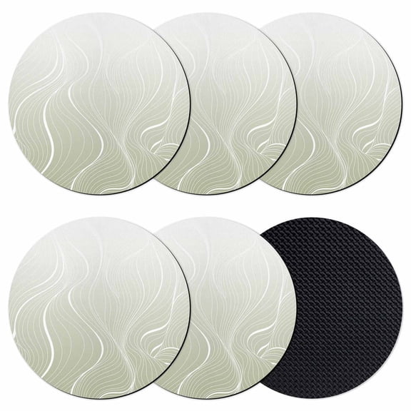 Sage Green Geometric Coasters Set of 6, Absorbent Coasters for Drinks, Modern White Stripe Distortion Art Coaster for Desk Coffee Table Protection, Home Decor House Warming Gifts 4"