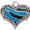 Hot Blue, variant on Silver Plated Hot Pink Tiger Print Heart - Engraved Cor Cordium Heart Locket Necklace, 17.5"+2" Extender