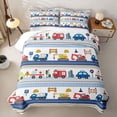 thumbnail image 2 of Homewish City Vehicle Striped Twin Quilt Set For Boys And Girls,Red Yellow Blue Emergency Truck Twin Coverlet Set,2 Pieces, 2 of 7