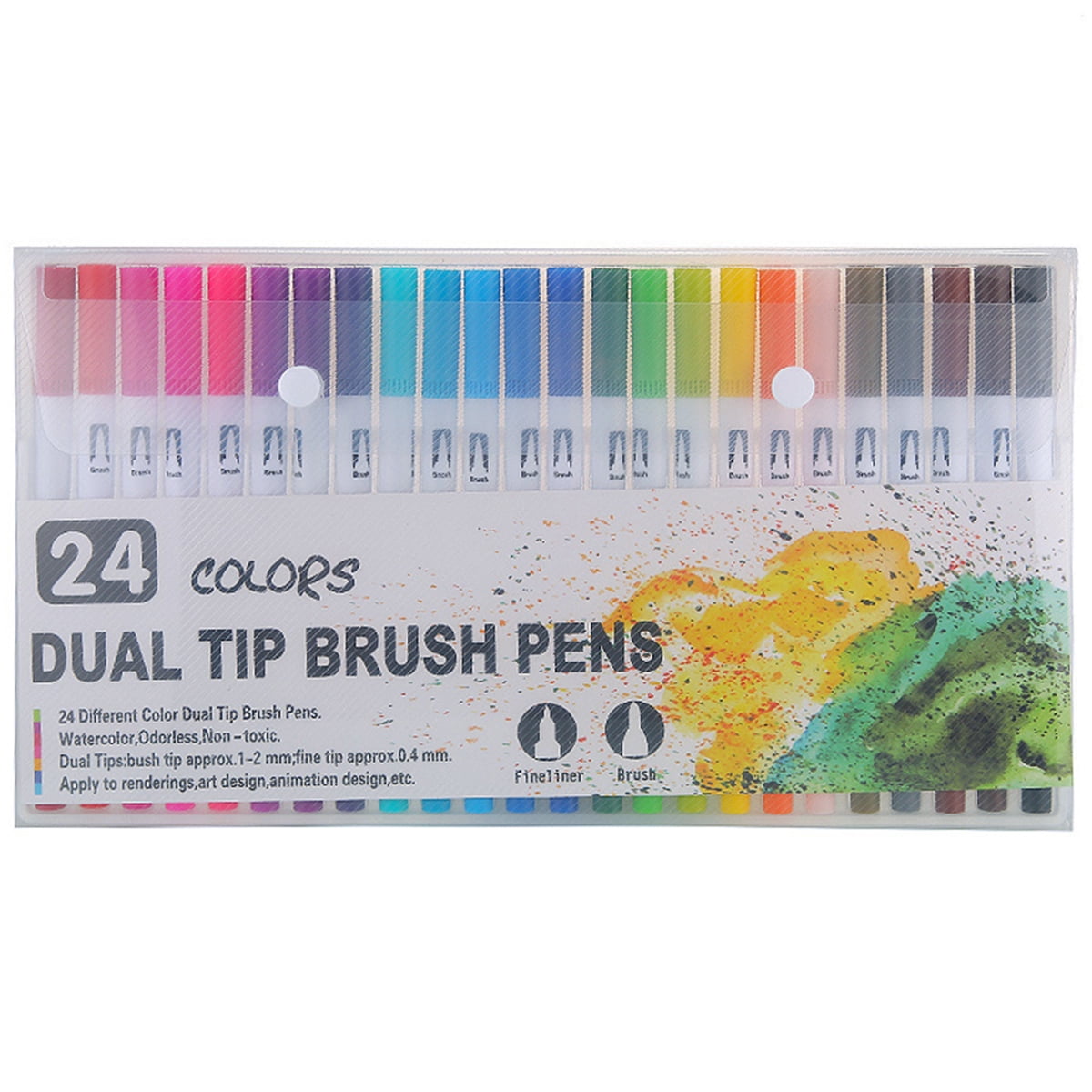Evjurcn 24/48Pcs Watercolor Brush Pens Real Brush Pen Double Head