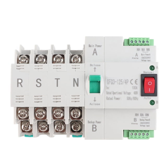 Interruptor de transferencia automático de doble potencia, 100 A, 4 polos, 2 modos de funcionamiento, selector eléctrico para el hogar.