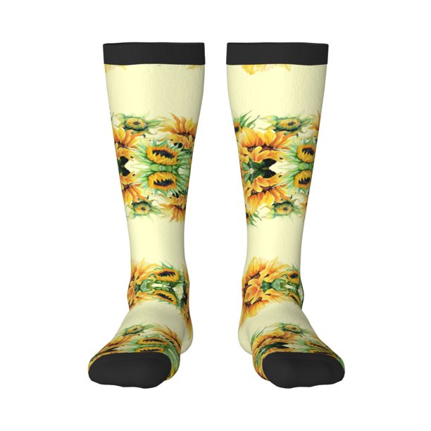 Balery Sunflowers On A Yellow Background Calcetines novedosos Calcetines deportivos Calcetines hasta la rodilla Calcetines de algodón Calcetines originales y geniales