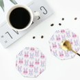 thumbnail image 5 of Pofeuu Heart Rabbit Print Leather Coasters Set of 6, Round Cups Mugs Mat Pad for Home Kitchen Heat Resistant Drink Coasters,Octagon, 5 of 7