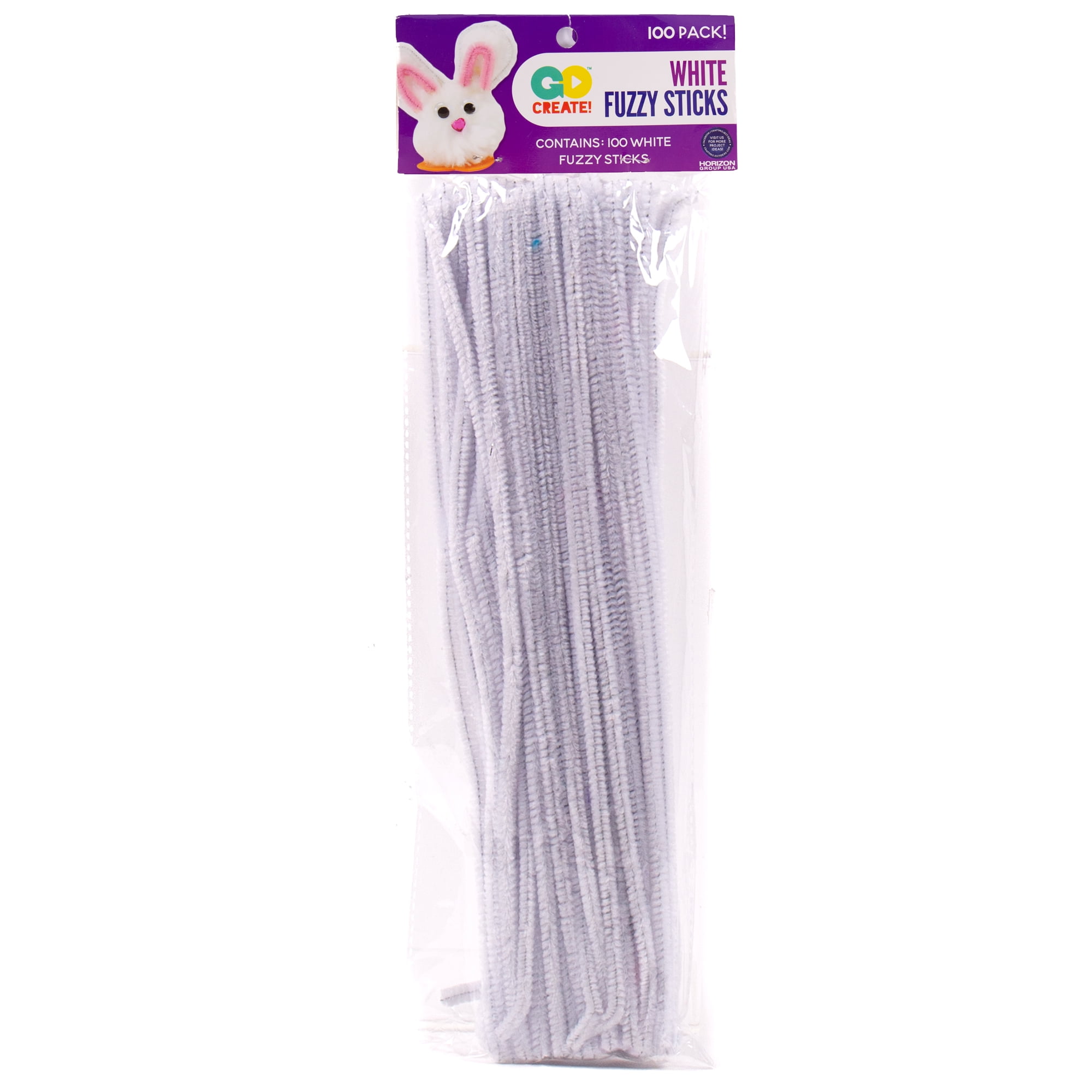 Horizon Group USA Kids Craft White Fuzzy Sticks, 100 Piece