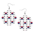 thumbnail image 6 of Round Leathe Dangle Earrings For Women Korean Flag Circle Shape Drop Earrings Jewelry, 6 of 6