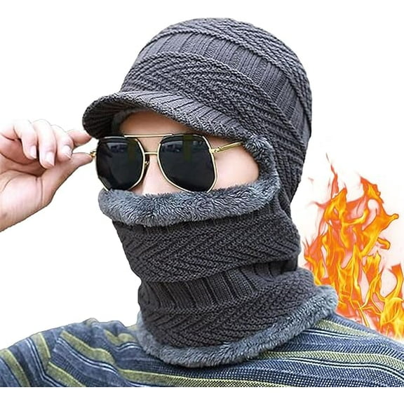 Ardenknit Winter Duo Hat - Plush Thermal Lined,Ardenknit Winter Duo Beanie and Face Mask for Men with 4 Wearing Options