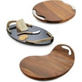 thumbnail image 3 of Nambe Cheese Block with Knife and Spreader  15 Inch Cheese Board Serving Set  Charcuterie and Butter Board  Made of Acacia Wood and Stainless Steel, 3 of 3
