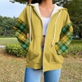 thumbnail image 2 of Atogsazn Womens Sherpa Lined Jacket Full Zip Plaid Sleeve Hoodie Winter Warm Coat with Pocket Tops Clothing 02-Yellow XXL Fashion, 2 of 6