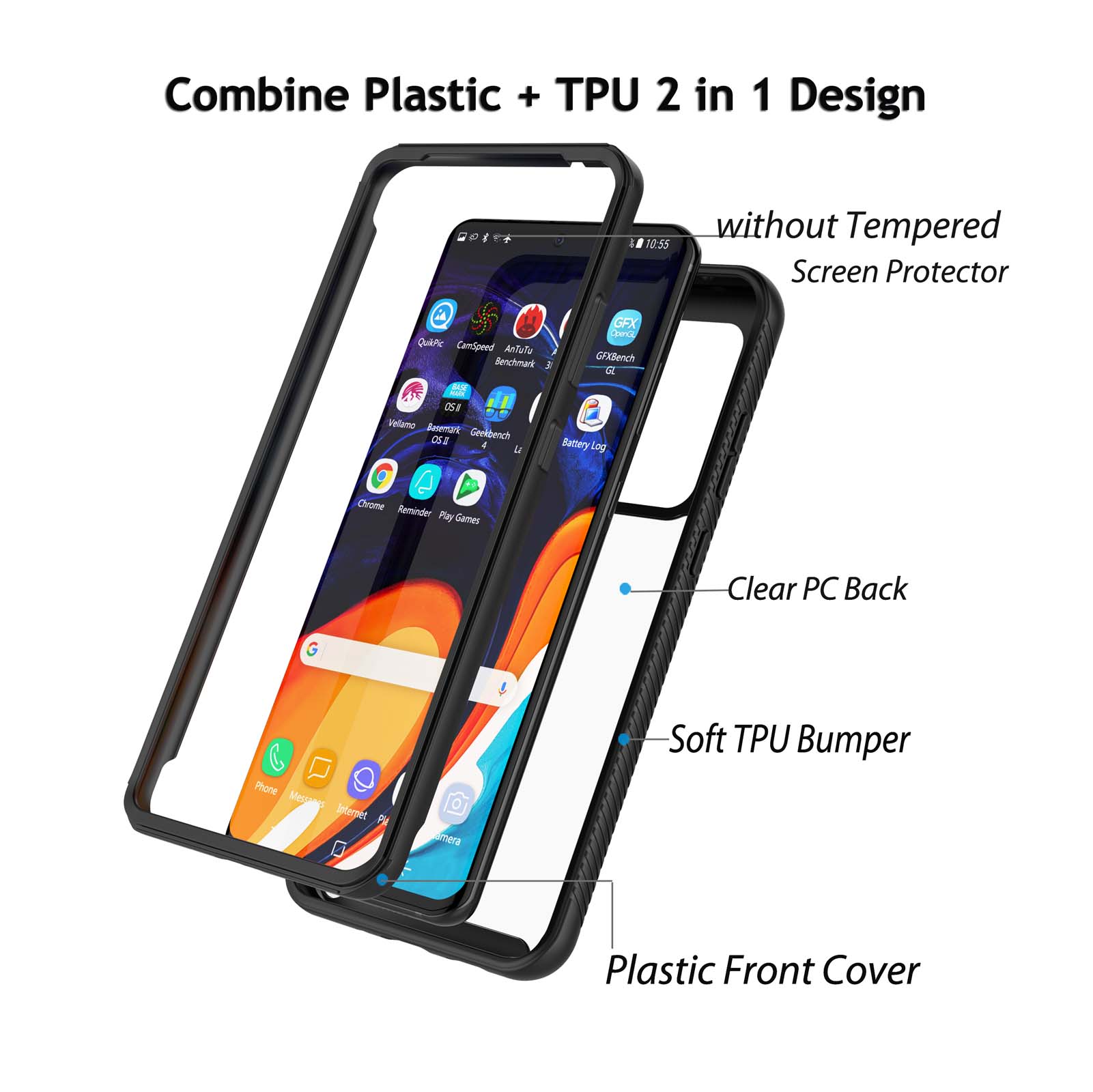 Njjex for Samsung Galaxy S20 Plus 5G S20+ S20 S20 Ultra 5G 2020 Cases Slim, Njjex Full-Body Rugged Transparent Clear Back Bumper Galaxy S20+ S20 Plus S20 Ultra Phone Case - image 3 of 8