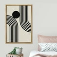 thumbnail image 3 of PixonSign Framed Canvas Print Wall Art Mid-Century Stripe Wave Dark Circle Landscape Abstract Shapes Illustrations Modern Art Boho Decorative Chic for Living Room, Bedroom, Office - 16"x24" NATURAL, 3 of 5