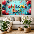 thumbnail image 6 of LUUFILx Welcome Back Banner Colorful Confetti Balloons Decorative Background Party Supplies Event Backdrop Celebration Welcome Banner Photography Props, 6 of 9