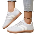 thumbnail image 2 of Domuza Women’s Retro Color Block Sneakers, Low Top Lace Up Flat Casual Walking Shoes Non-Slip Athletic Footwear Gray 6.5（EU-37）, 2 of 7