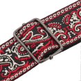 thumbnail image 4 of Sangle de guitare électrique réglable en nylon brodé avec boucle antidérapante, rouge et gris, 4 of 4