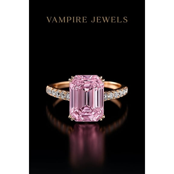 3 Carat Emerald Cut Pink Sapphire Wedding Ring - 14KT Solid Gold Plated pink Diamond Ring For Her - Engagement Ring - Special Gift Ring For Women