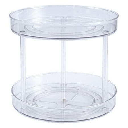 

HFDR Rotating Organizer Transparent Double Layer 360° Rotatable Kitchen Seasonings Rack Makeup Holder Lazy Susan Turntable