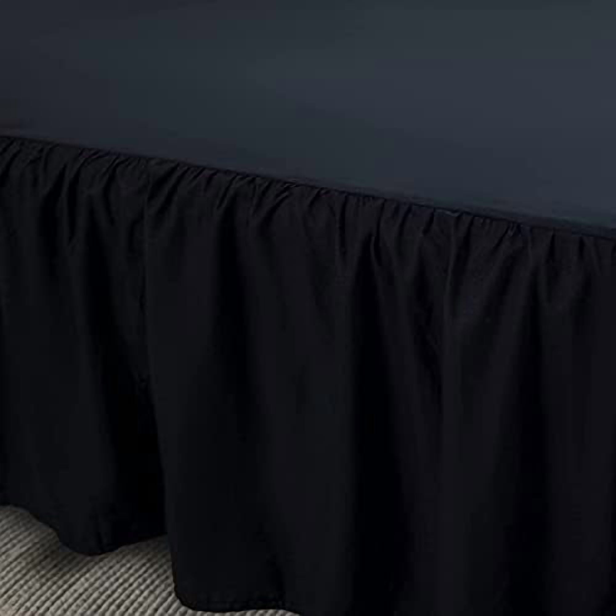 Bed Skirts King Size 18 Inch Ruffled Bed Skirt with Split Corners, 18 Inch Drop Dust Ruffle Bed Skirt with Platform, Black, King Size