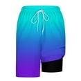 thumbnail image 4 of hoksml Men Swim Trunks 2-in-1 Style with Lined Casual Gradient Print Beach Shorts with Pockets Elastic Waist Tie Drawstring Quick Dry Swimming Bathing Suit, 4 of 6