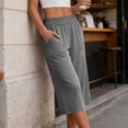 thumbnail image 5 of Tqcoqu Womens Casual Capris with Pockets,Lounge Yoga Pajama Cropped Pants,Wide Leg Elastic Waist Workout Sweat Pants Summer,Gray Women's S-XXXL, 5 of 9