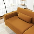 thumbnail image 5 of 85.63'' Mid-Century Modern Orange Velvet Sofa Couch with Metal Gold Legs, 3 Seater Tufted Loveseat Couches with 2 Lumbar Pillows for Living Room and Apartment, 5 of 6