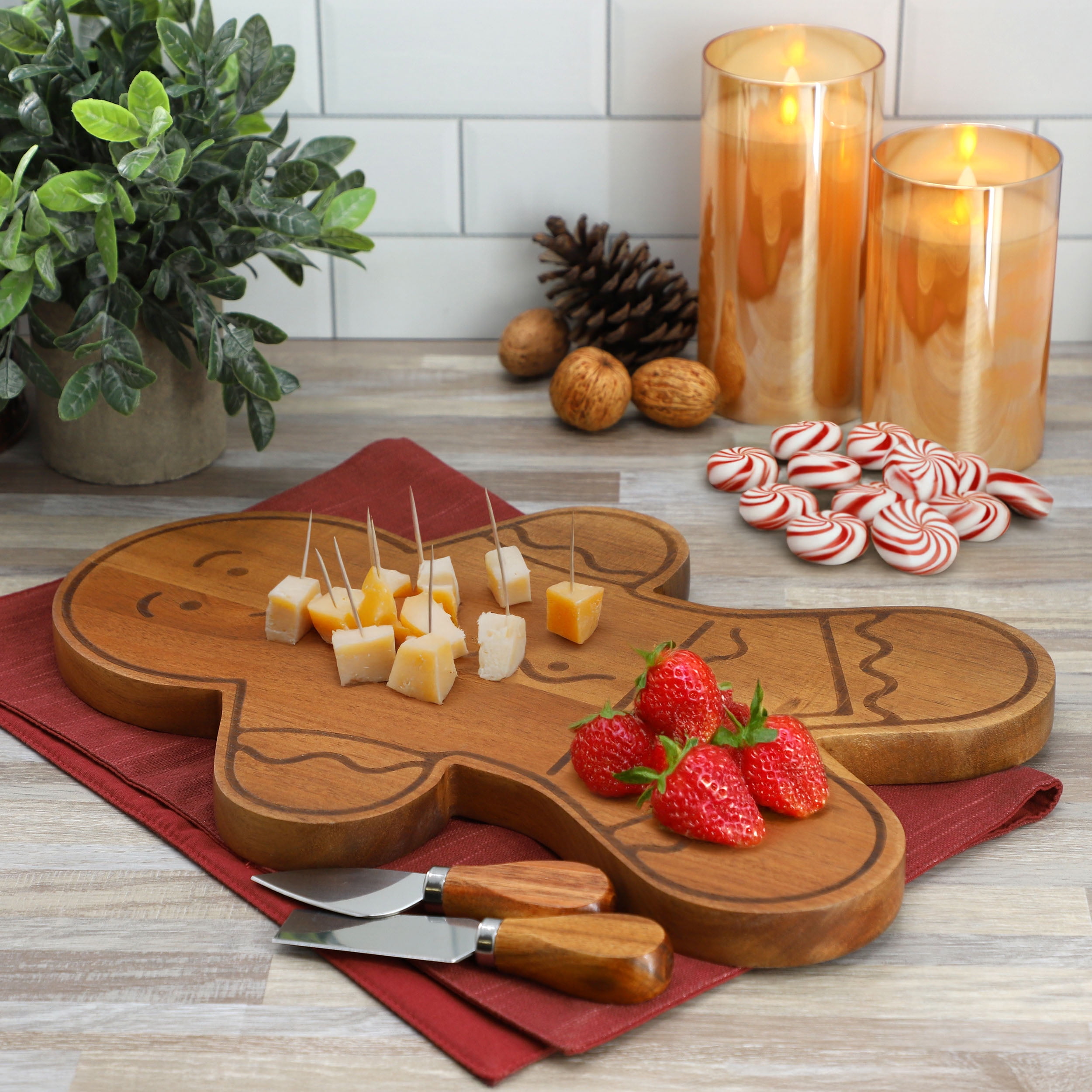 Martha Stewart Everyday 13.9 Inch Acacia Wood Gingerbread Cheese Board