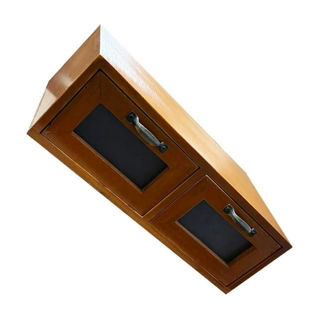 bedienty Boîte de Rangement de Bureau en Bois Multifonctionnelle avec Support Double Tiroir Double Tiroir