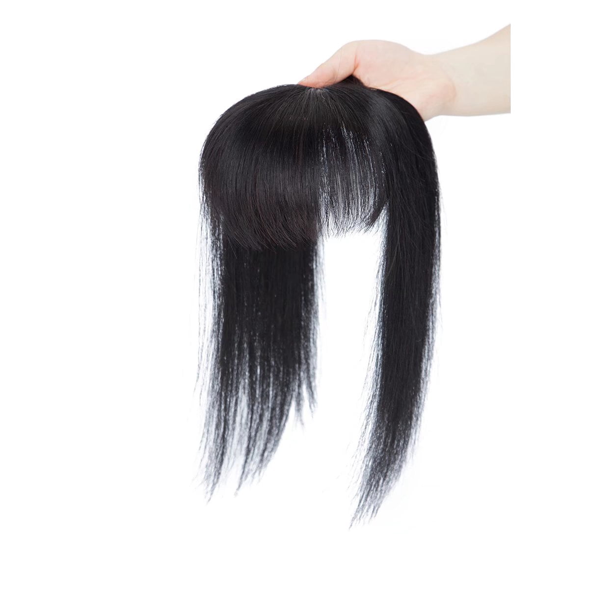 MY-LADY Silk Mono Base Clip in Topper 100% Remy Human Hair Extensions Women Toupee Hairpiece with Bangs for Thinning Hair