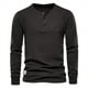 thumbnail image 1 of Camiseta de manga larga para hombre, color liso, diseño con cuello, corte holgado, poliéster, prenda informal para otoño-invierno, 1 of 7