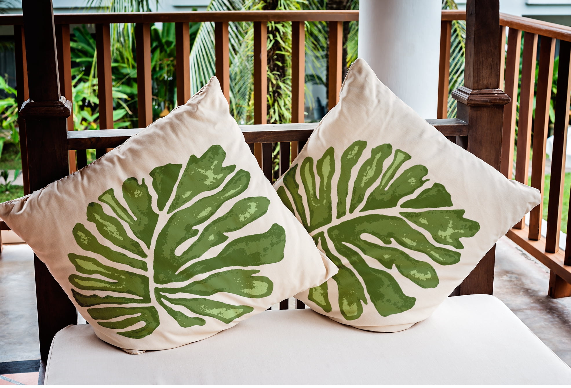 Simply Daisy 16" x 16" Tropical Green Polyester Throw Pillow