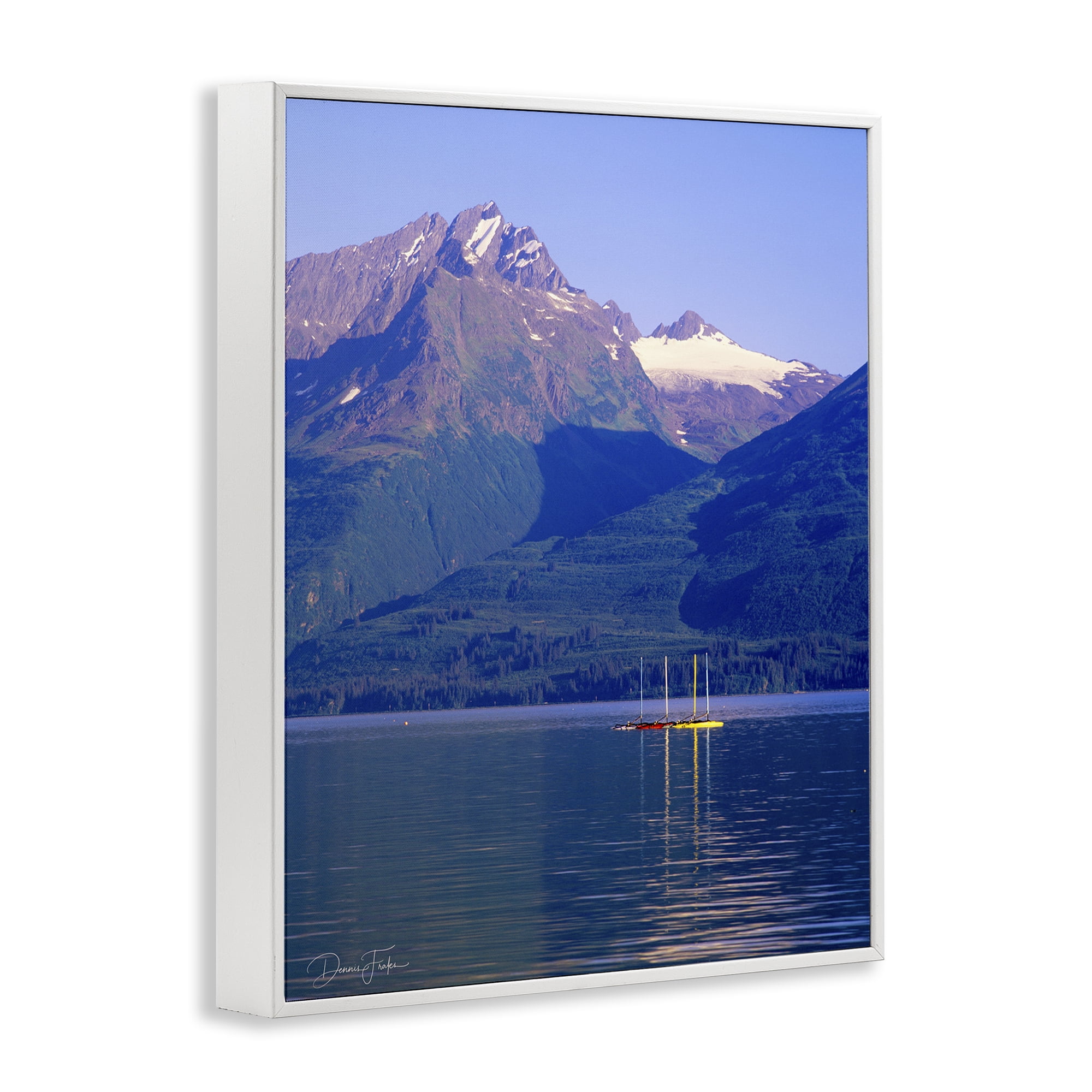 Stupell Industries Lake View Photography Landscape Photography White Framed Art Print Wall Art, 16 x 20