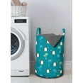thumbnail image 3 of Tropical Laundry Bag, Pattern of Penguins and Palm Trees, Hamper Basket with Handles Drawstring Closure for Laundromats, 13" x 19", Sea Blue Multicolor, by Ambesonne, 3 of 4