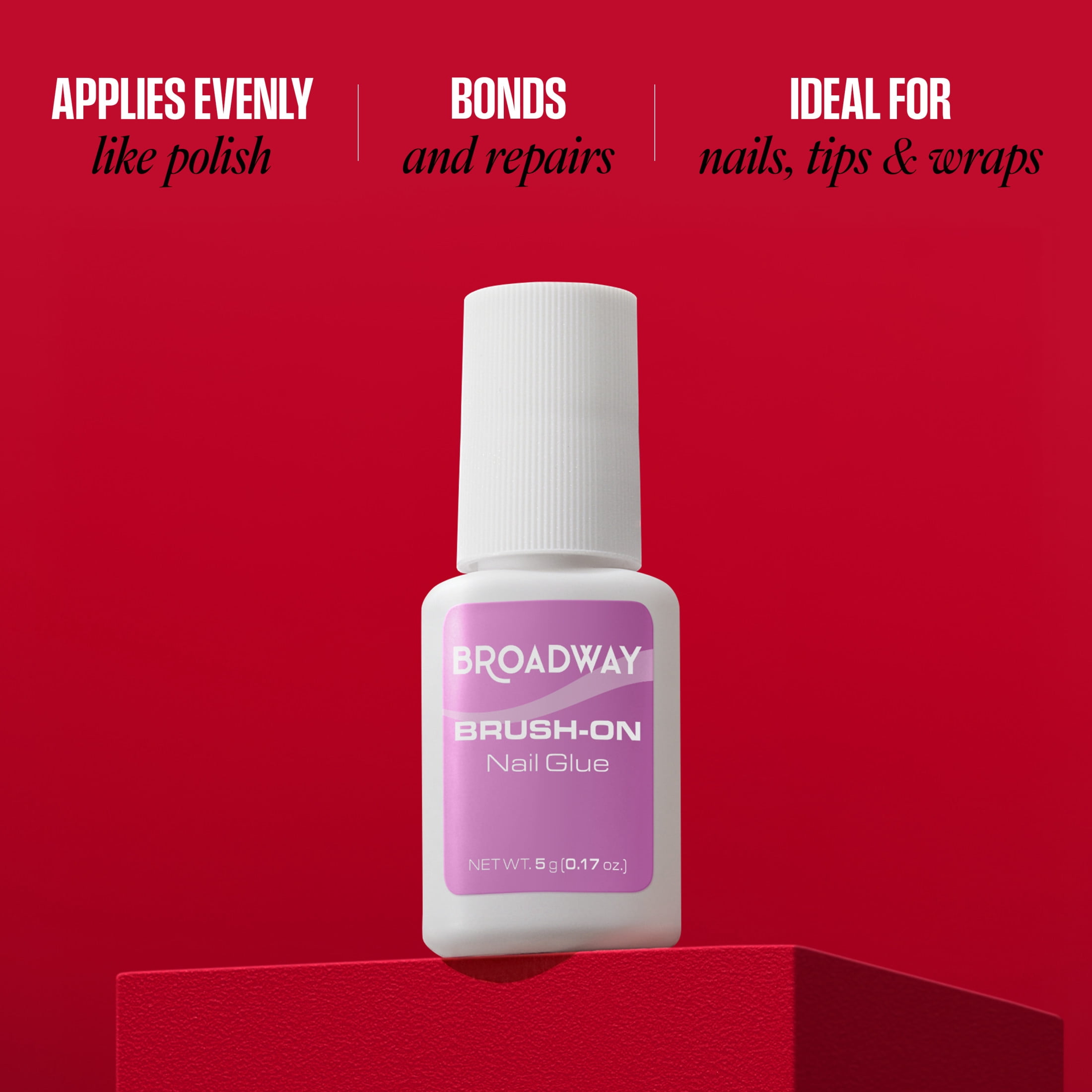 Broadway by Kiss Brush-on Nail Glue, Liquid Adhesive, Net Wt. 5g (0.17 oz.)
