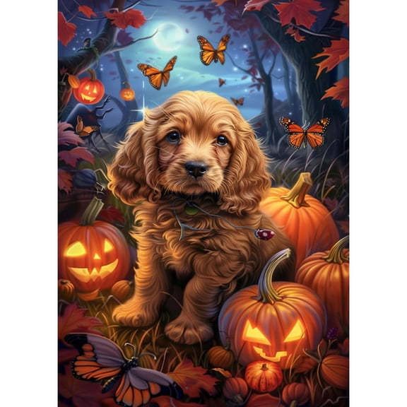 5D Diamond Art Cavalier King Charles Spaniel DIY Paint with Full Drill Round Diamond Gems Painting by Number Kits for Adults Art Craft Home Wall Decor 15.8x19.8in(4)