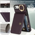 thumbnail image 6 of Allytechgroup iPhone SE 2022/2020/ iPhone 8 7 Wallet Case, Ring Holder Stand Cards Slots Shockproof Retro Flip Back Cover Phone Case for Apple iPhone SE 3rd 2nd Gen/ iPhone 8 7, Purple, 6 of 7
