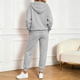 thumbnail image 5 of Xinoom Women 2 Piece Tracksuit, Full Zip Hooded Jacket with Pockets & Elastic Cuff Jogger Pants, Soft Casual Matching Outfit Gift for Ladies Daily Walking Family Gathering Gray,XL, 5 of 7
