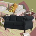thumbnail image 3 of [80" Black Velvet Chesterfield Sofa for Living Room - 3 Seater with Tufted Back & Nailhead Trim], 3 of 12