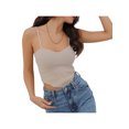 thumbnail image 2 of VISgogo Camisola ajustada para mujer, tops cortos sin mangas con tirantes finos y cuello en V de color sólido para adultos VISgogo moda, 2 of 6