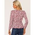 thumbnail image 4 of Blusa Floral De Manga Larga Con Cuello Cuadrado Y Peplum Para Mujer Con Cinturón Rojos L, 4 of 5
