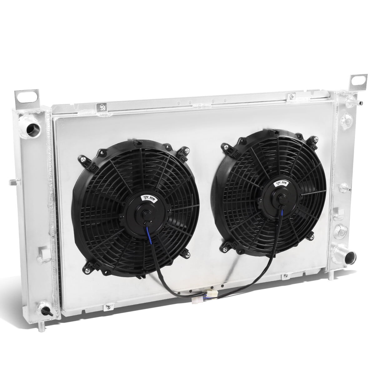12V Fan Shroud For GMC Yukon/Sierra 2-Row Tri-Core Aluminum Radiator 