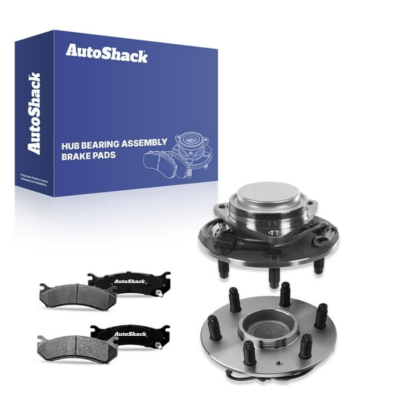 AutoShack Front Ceramic Brake Pads   Wheel Hub Bearing Assemblies with ABS Replacement for 2007 GMC Sierra 1500 Classic 2003-2008 Chevrolet Express 1500 2003-2008 GMC Savana 1500 6-PC Kit