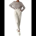 thumbnail image 3 of Suéter de Punto Suave A Rayas para Mujer, Camisas Holgadas Marrón L, 3 of 8