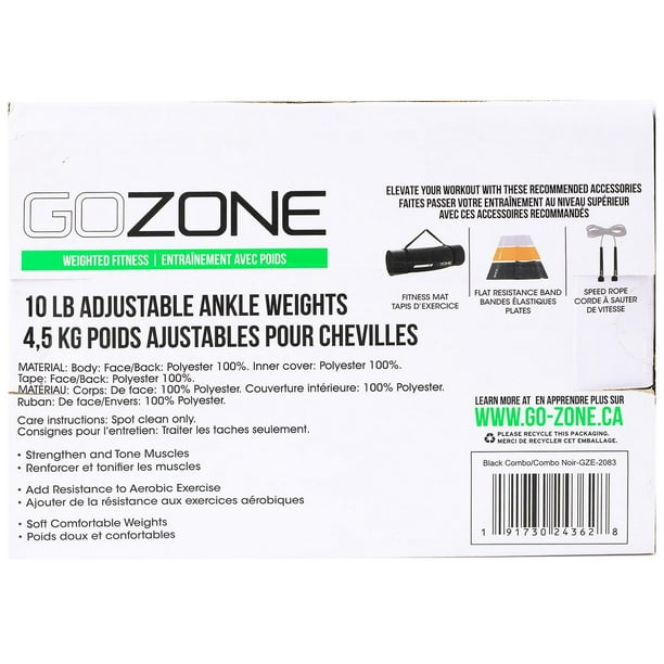 GoZone Ankle/Wrist Weights – Grey/Black, Sand weighted - Walmart.ca