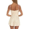 thumbnail image 2 of Kmbangi Robes Sans Manches Froncées pour Femmes Été Bretelles Spaghetti Col en V Mini Robe de Plage de Fête Mode Urbaine, 2 of 6