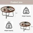 thumbnail image 2 of Nesting Coffee Table Set of 2, Round Center Table with Non Slip Feet Side, End Tables with Wood Grain Top for Living Room Office, Brown, 2 of 9