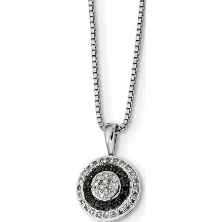 925 Sterling Silver Black And White Diamond Circle Necklace - Black And White Diamond Circle Pendant 925 Sterling Silver Black And White Diamond Circle Necklace - Black And White Diamond Circle Pendant