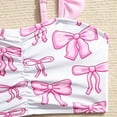 thumbnail image 4 of Ccpelsie Girls Spring Summer Swimsuit Set Soft Cotton Feel Fabric Tankini Top Shorts Cover-Up Skirt Cute Comfortable（A01-Pink,5-6 Years), 4 of 8