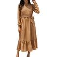thumbnail image 1 of Pompotops Robe Femme Aguichant Mode Col en V Manches Longues Bandage Imprimé Fête Automne Longueur Cheville, 1 of 1
